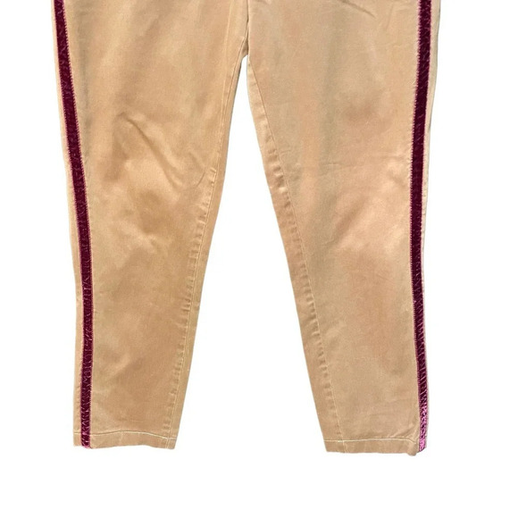 Anthropologie Pilcro Relaxed‎ Chino Pants Trouser Velvet Side Stripe Tan Size 28 - Picture 5 of 9